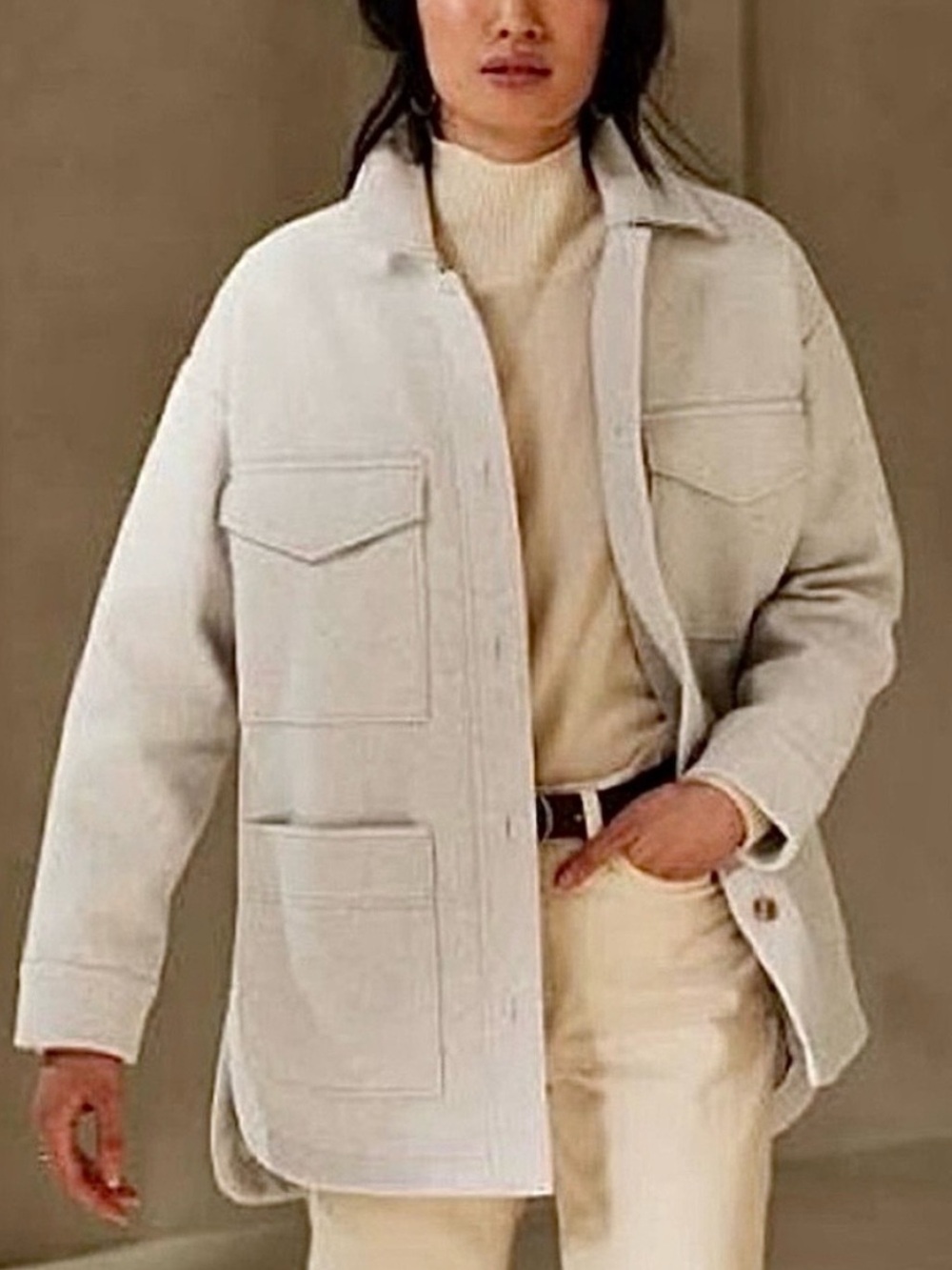 Banana Republic Jacket 4 Pocket XL Shacket Beige Cream Cabincore Rustic Earthy